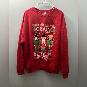Jerzees Red Nutcracker Crewneck Sweater